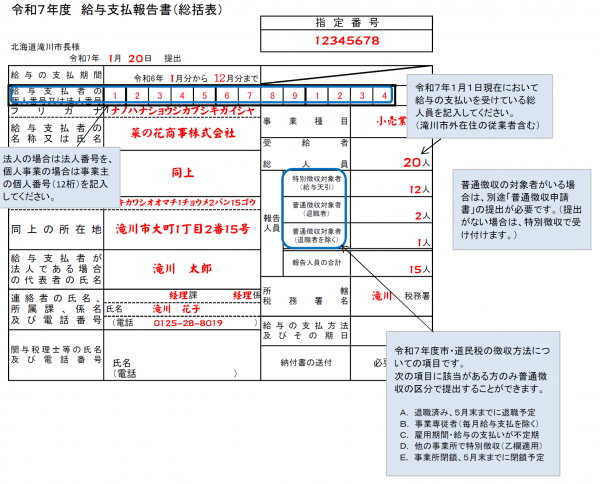 令和7年度給与支払報告書（総括表）