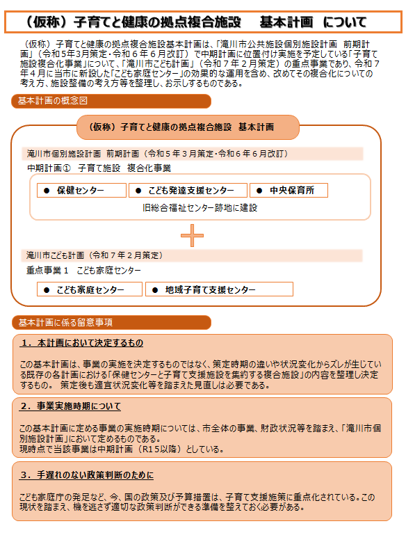 (仮称)子育てと健康の拠点複合施設 基本計画について